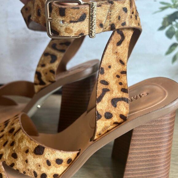 Leopard Calfhair Animal Print Strappy Heels Shoes Gianni Bini Marilane - Picture 7 of 9
